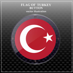 Bright transparent button with flag of Turkey. Happy Turkey day banner. Bright button with flag. Vector illustration with transparent background.