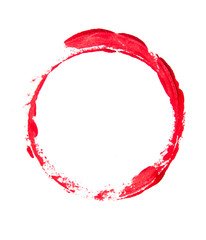 Round circle frame as a design element, made with a paint stroke, composition isolated over the white background .