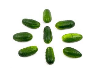 Cucumbers on a white background