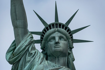 USA, New York - May 2019: Face of the Statue of Liberty, Liberty Island © CharnwoodPhoto