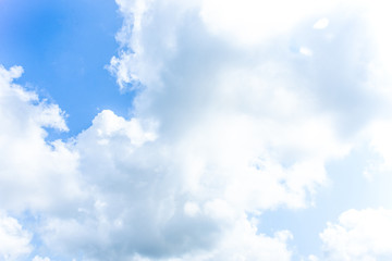 Nature Bright blue Sky with white clouds on blackground. Beautiful sky and clouds in the afternoon.