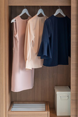 modern wardrobe with set of clothes