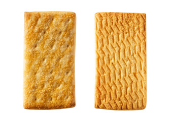 Delicious sweet biscuit, baking texture isolated on white background, top view