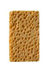 Delicious healthy bran waffle bread, baking texture isolated on white background, top view
