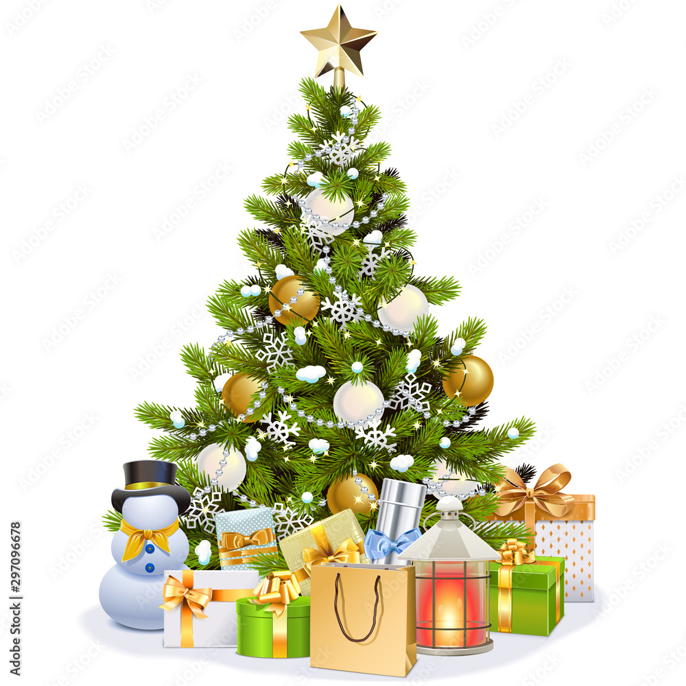 Wall mural Vector Snowy Christmas Tree