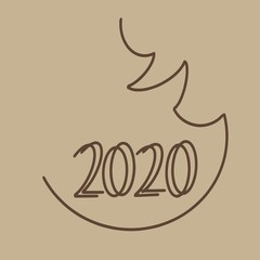 2020 logo text design with new year tree. Cover of business diary for 2020. Brochure design template, card, banner. Vector illustration. Isolated New Year 2020 logo text design.