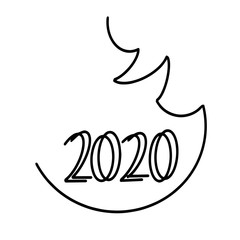 2020 logo text design with new year tree. Cover of business diary for 2020. Brochure design template, card, banner. Vector illustration. Isolated New Year 2020 logo text design.
