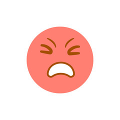 Vector illustration, red colored angry emoji. Isolated on white background. Ideal for unhappy, tiring and other negative concepts.