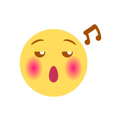 Vector illustration, yellow singing emoji. High quality, isolated, round shaped.