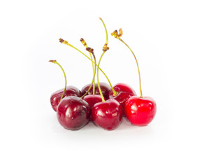 Group of fresh rinsed cherries