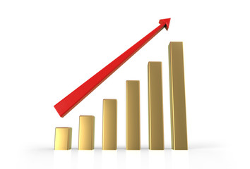 3D Illustration of Growing Business graph