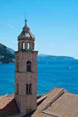 Fototapeta na wymiar View of Dominican Monastery in Dubrovnik with slim tower.