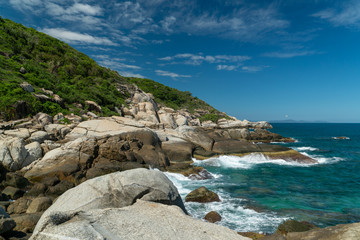 Panoramic view of colorful huge cliff at the sea