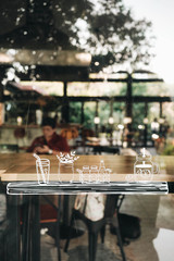 Cute white stickers on cafe window