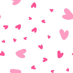 Pink hearts cute trendy seamless pattern. Applicable for paper or textile print, web and other backgrounds, Saint Valentine's day concepts, etc.