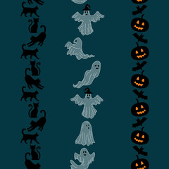 Halloween Vector Seamless Vertical Borders Set
