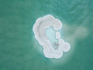 Aerial Image of special shape that was created from Salt deposits in the heart of the Dead Sea.