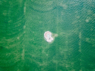 Aerial Image of special shape that was created from Salt deposits in the heart of the Dead Sea.