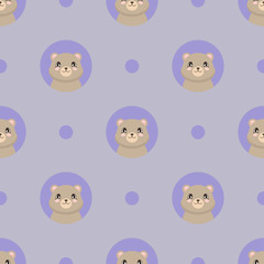 Seamless pattern with a cute bear in cartoon style. Vector illustration