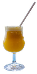 glass of juice with slice of orange