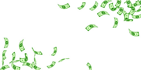 American dollar notes falling. Floating USD bills 