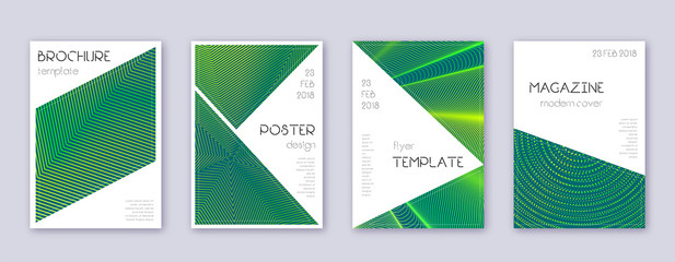 Fototapeta premium Triangle brochure design template set. Green abstr
