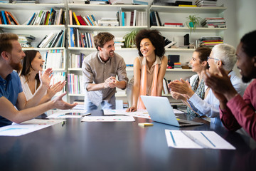 Successful group of business people at work in office