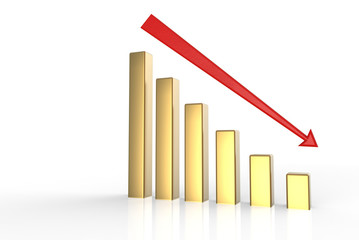 3D Render of business graph going down