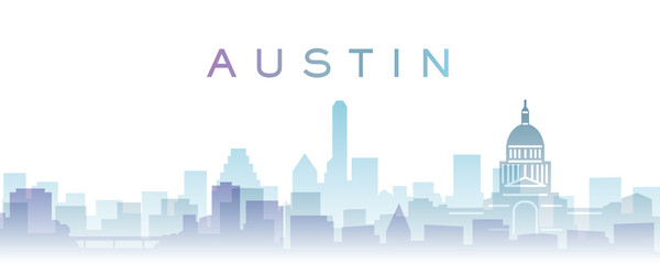 Austin Transparent Layers Gradient Landmarks Skyline - obrazy, fototapety, plakaty