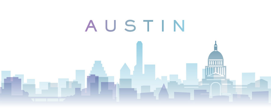 Austin Transparent Layers Gradient Landmarks Skyline