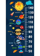 growth measure with planets - vector illustration, eps