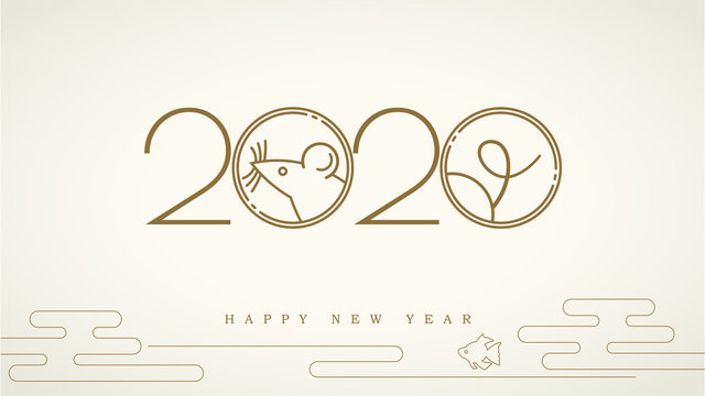 Happy Chinese New Year 2020 Year of the rat for greetings card, flyers, invitation, posters, brochure, banners, calendar.