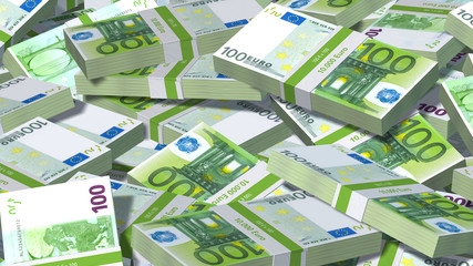 Money treasure, mountain of 100 Euro banknotes