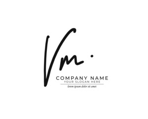 V M VM Initial handwriting logo design. Beautyful design handwritten logo for fashion, team, wedding, luxury logo.