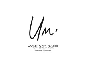 U M UM Initial handwriting logo design. Beautyful design handwritten logo for fashion, team, wedding, luxury logo.