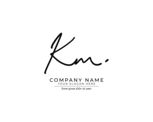 K M KM Initial handwriting logo design. Beautyful design handwritten logo for fashion, team, wedding, luxury logo.