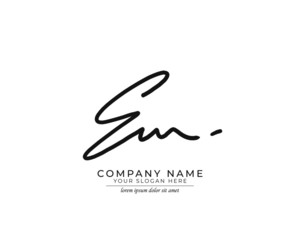 E M EM Initial handwriting logo design. Beautyful design handwritten logo for fashion, team, wedding, luxury logo.