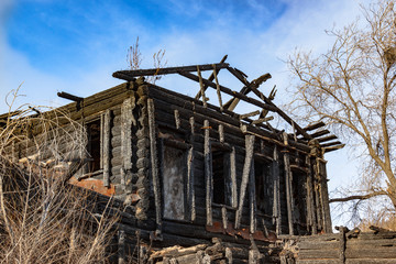 Fototapeta premium the village house after the fire