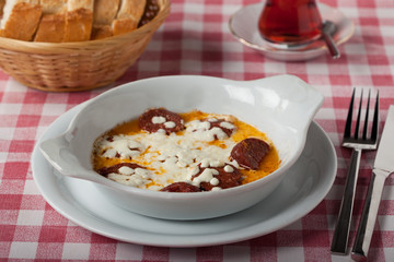 turkish breakfast egg with bologna