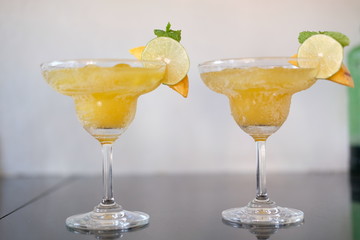 cocktail with ice and lemon