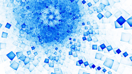 Abstract colorful background with blue particles. Digital fractal art. 3d rendering.
