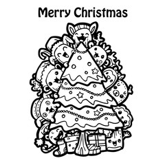 Hipster Hand drawn style Christmas Doodle Set .Vector illustration.