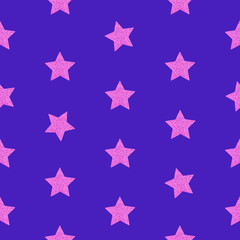 Rose gold stars background Seamless pattern with decorative shiny stars on purple backdrop