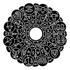 Zodiacal circle with astrology signs for your design