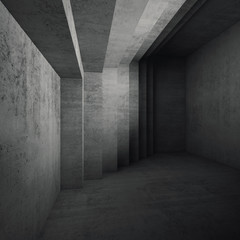 Obraz premium Streszczenie puste wnętrze betonu, kwadrat 3d