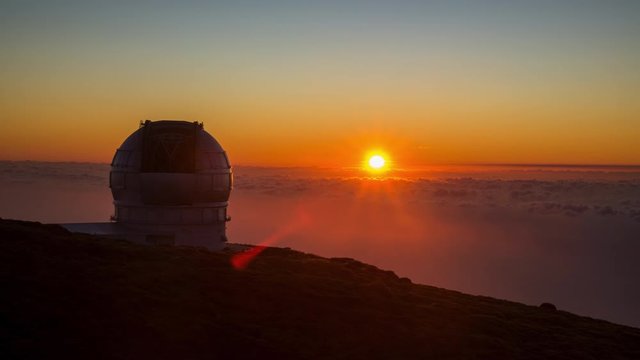 View Of Observatories From Top Of Roque De Los Muchachos, La Palma
