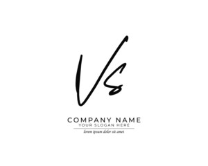 V S VS Initial handwriting logo design. Beautyful design handwritten logo for fashion, team, wedding, luxury logo.