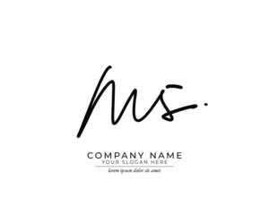M S MS Initial handwriting logo design. Beautyful design handwritten logo for fashion, team, wedding, luxury logo.