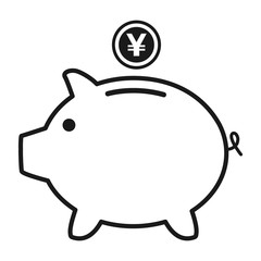 Piggy bank flat icon vector with juan symbol. Money income