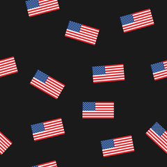 USA flag seamless patern isolated on black background. American sign vector design